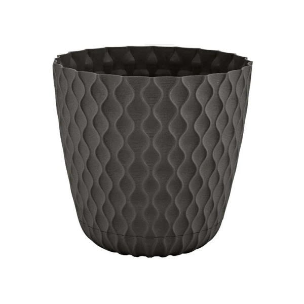 Горшок для цветов 10л d270мм пластик Wave с дренажной сеткой, съем.поддоном горький шоколад (12)