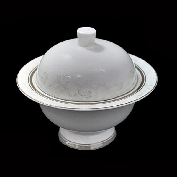 Сахарница 16см фарфор СЕРЫЙ ШЕЛК подар.уп. (10) ВЫВОД