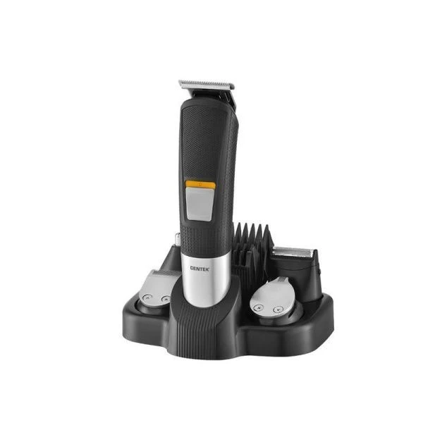Набор для стрижки пластик Centek CT-2138 черн/сер. 4 насадки,4 гребня, база с подзарядкой (8)