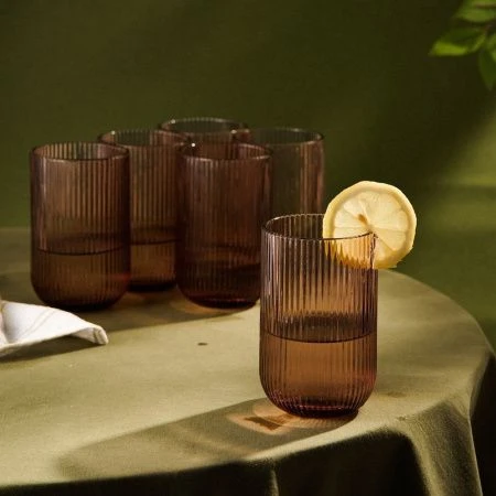 Стаканы набор 6шт 400мл стекло МОДЕРН розовый 13*8см