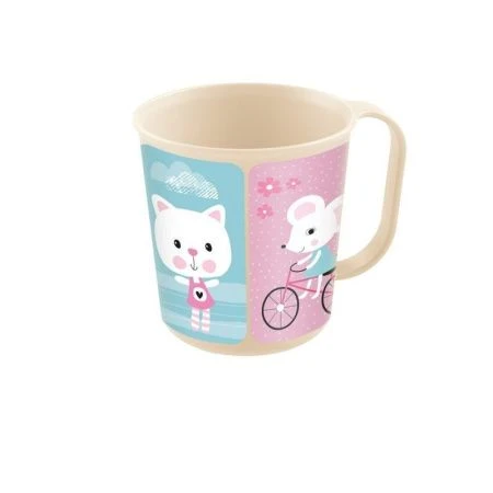 Кружка детская 260мл пластик с декором светло-бежевая (20) 221152425/01