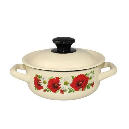 Кастрюля 1л эмаль слон.кость с рис.цилиндрическая борт. 41804-072/6-У (4)