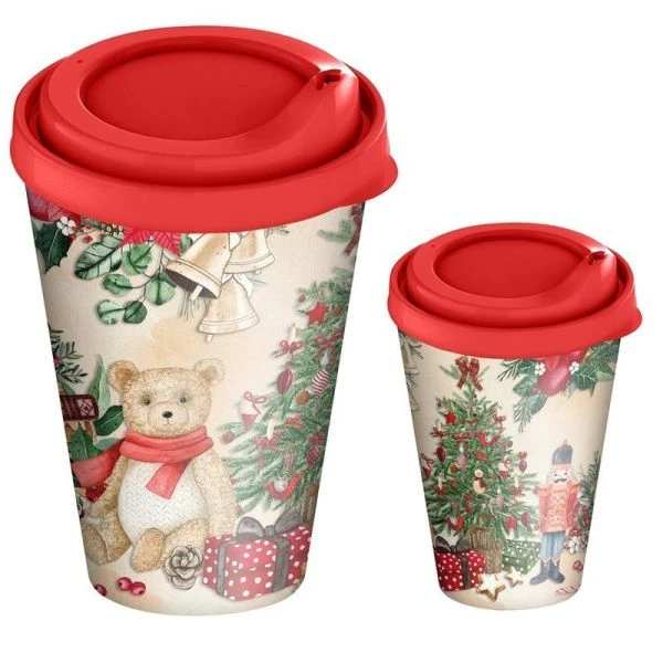 Набор с декором: стакан с крышкой 420мл + ланч-бокс 850мл пластик ИГРУШКИ красный (20) 223137106/03