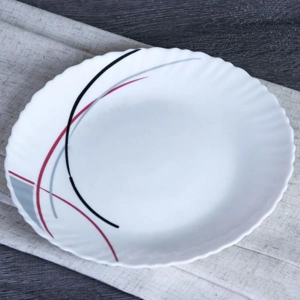 Тарелка мелкая 22см стеклокерамика АБСТРАКЦИЯ ПОЛОСЫ десертная LHP-85 (7267) (48)