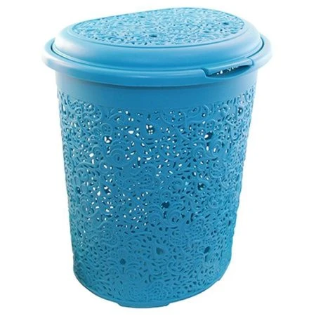 Корзина для белья 50л пластик КРУЖЕВО Бирюзовый 45*53,5*34см (5)
