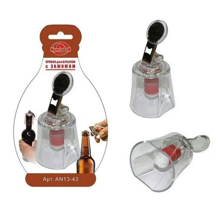 Пробка для бутылок пластик с зажимом AN13-43 (12/144)