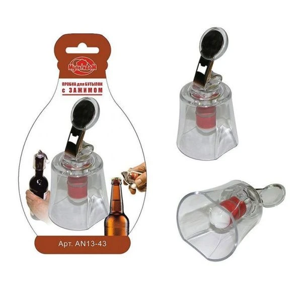 Пробка для бутылок пластик с зажимом AN13-43 (12/144)