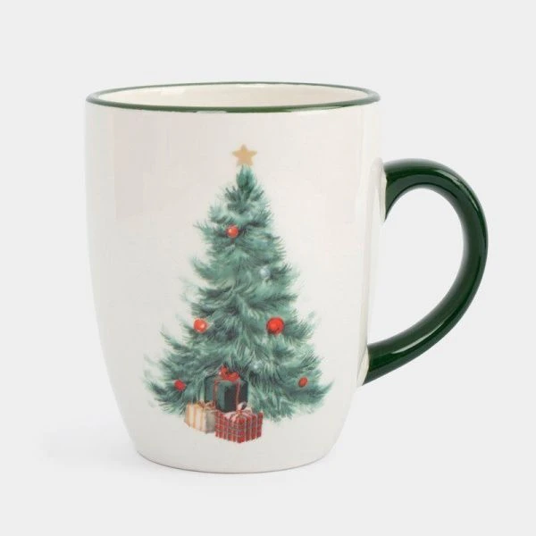 Кружка 330мл керамика зеленая Елка с подарками Festival ANLAF-FDH-0303-13