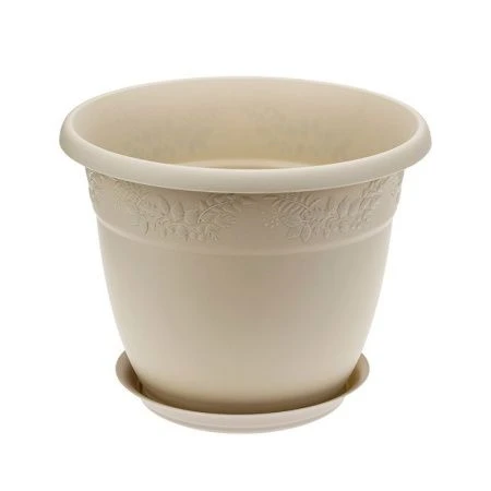 Кашпо 14,7л d350мм пластик РЯБИНА Латте с поддоном (10)