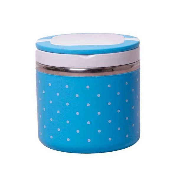 Ланч-бокс 680мл 11,5*12см нерж.сталь/пластик (голубой, салатовый, розовый) (24/48)