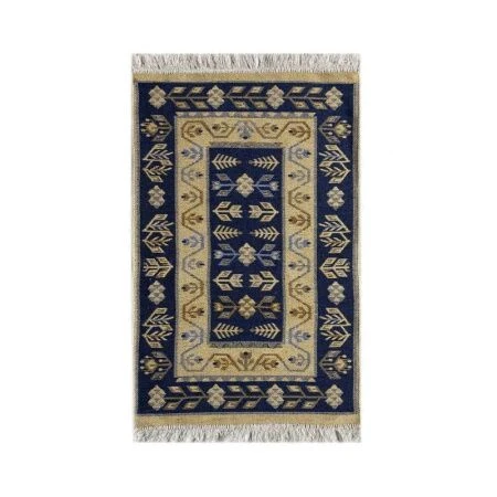 Коврик интерьерный 60*120см хлопок Kilim Usak синий-бежевый