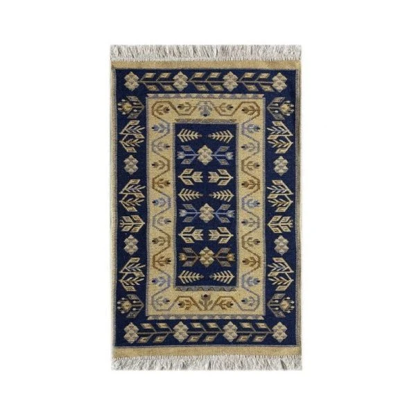 Коврик интерьерный 60*120см хлопок Kilim Usak синий-бежевый