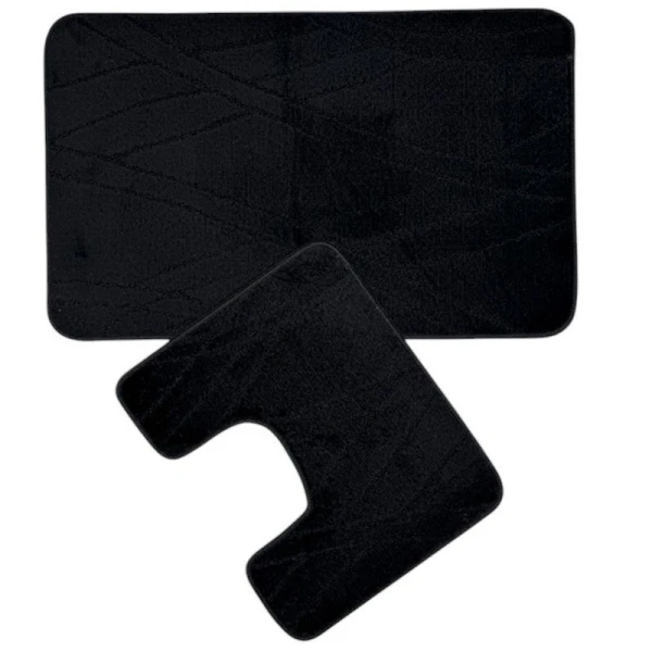 Набор ковриков в ванную 2пр 50*80/40*50см полипропилен MAXIMUS 10604 BLACK черный 2513