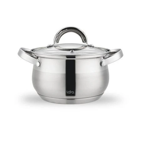 Кастрюля 3,9л h12,5см нерж.сталь СИМФОНИЯ стекл.крышка 20см, 5-ти сл.капс..индукц.дно LR02-462 (4)