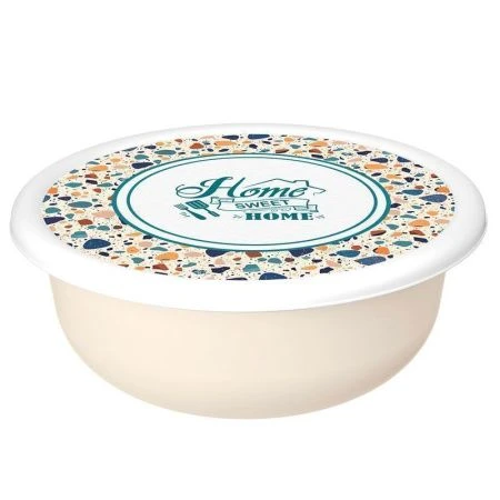 Миска 2,1л пластик Modena ТЕРРАЦЦО с крышкой светло-бежевый (24) 223133925/01