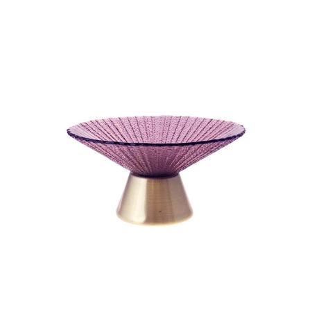 Фруктовница 15*8см стекло фиолетовая с золотом на ножке JC-15925 (24)