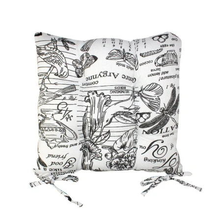 ВЕРСАЛЬ ЧЕРНЫЙ Сидушка на стул (табурет) рогожка 40*40(+-5 см) с завязками LeSonnet арт. 4