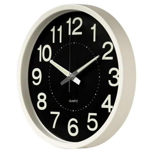 Часы настенные 30см пластик РУБИН Светящиеся белый (10)