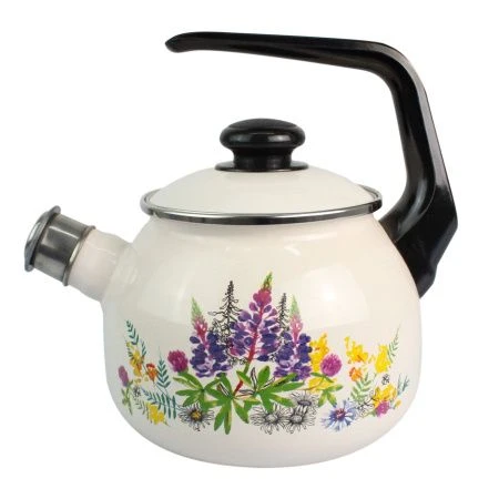 Чайник со свистком 2,5л эмаль ЛЮПИНЫ жемчужный С-2711АП/4ЖмРЧ (4)