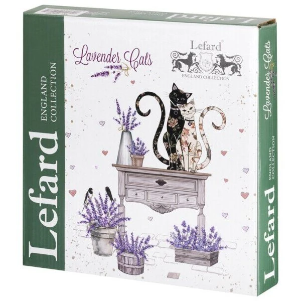 Тарелки мелкие набор 2шт 20,5*2см фарфор ЛАВАНДОВЫЕ КОТЫ десертные (18)