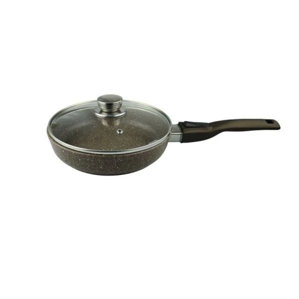 Сковорода 20см алюминий АП АЛТАЙ стекл.крышка съемная ручка soft-touch Мрамор (8)