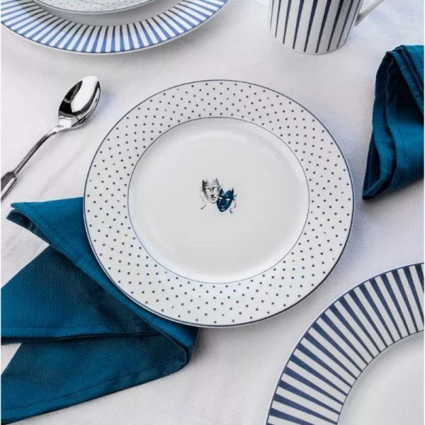 Тарелка мелкая 19см фарфор Teatro синий десертная TET-31-B