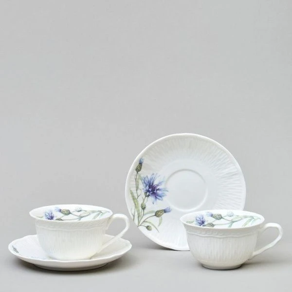 Чайный набор 4пр фарфор ВАСИЛЬКИ на 2 персоны 250мл (12)
