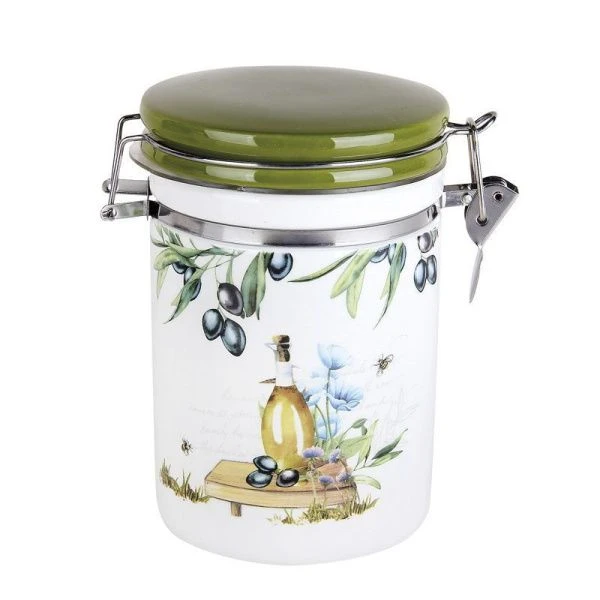 Банка для сыпучих продуктов  с клипсой 850мл керамика OLIVES п/уп HC8600B-B21 (24)
