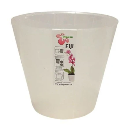 Горшок для цветов 1,6л 16см пластик London Orchid белый перламутр (16)