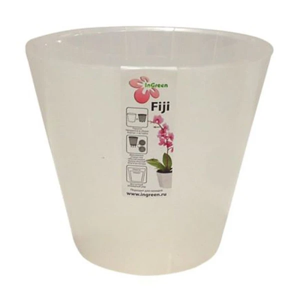 Горшок для цветов 1,6л 16см пластик London Orchid белый перламутр (16)