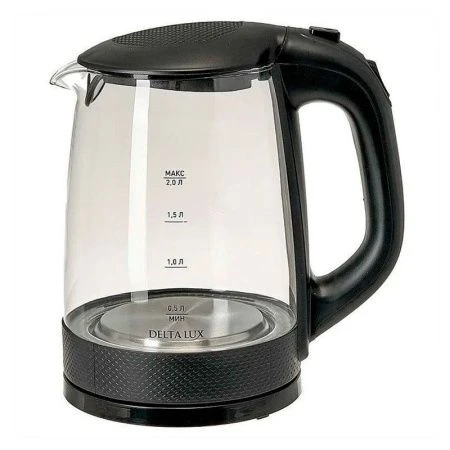Чайник электрический 2л стекло 2200Вт DELTA LUX DL-1058B черный (8)
