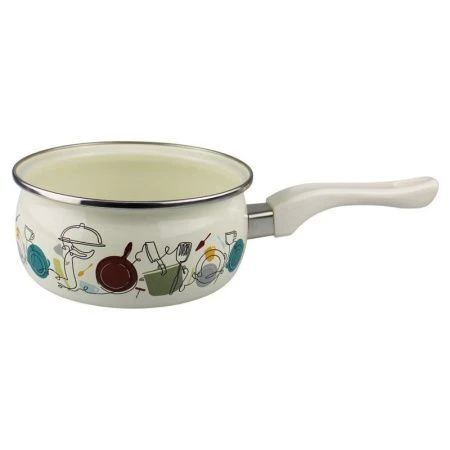 Ковш 1,5л эмаль КУХНЯ эксклюзив без крышки 16см, бакелит.ручка (6)