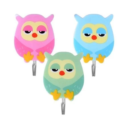 Набор крючков пластик 3шт. самоклеящихся Совушки VL27-81 (12/144)