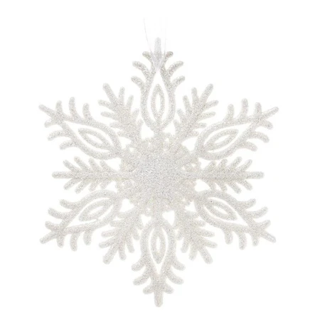 Украшение новогоднее Подвеска пластик 12см Снежинка белая (30)