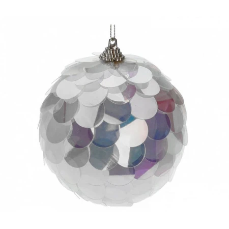 Игрушки новогодних на елку ШАР набор 4шт 7см пайетки серебро JC-16667 (126)
