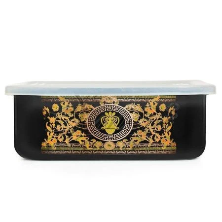 Лоток 1л эмаль ГРЕЧЕСКИЙ УЗОР с пластиковой крышкой (6)