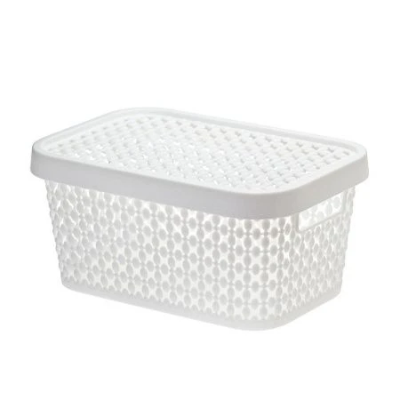 Корзина для хранения 1,5л пластик ПИРУЛА Белый с крышкой 190*130*90мм (16)