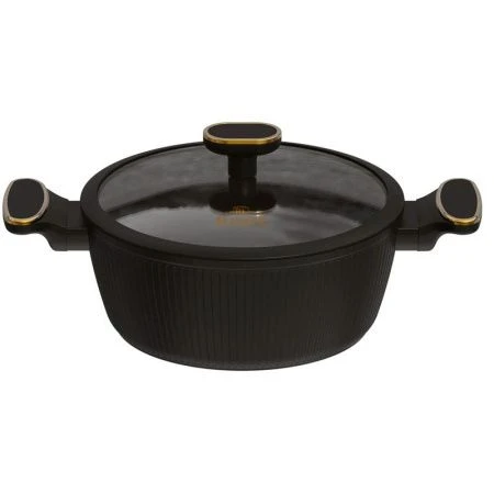 Кастрюля 3л литая алюминий АП со стекл. крышкой 22см, чёрная индукция