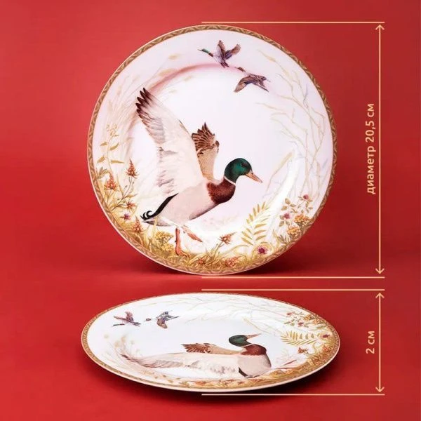 Тарелка мелкая 20,5см фарфор ОХОТА десертная (24)