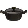 Кастрюля 3л литая алюминий АП со стекл. крышкой 22см, чёрная индукция