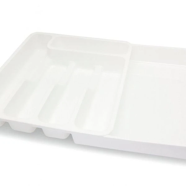 Лоток для столовых приборов раздвижной 330*295/515*60мм пластик белый/белый (10)