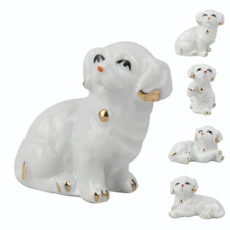Фигурка Собака 6см фарфор белая, 4 вида F239 (576\4)