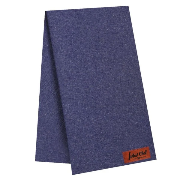 Полотенце кухонное 50*70см хлопок меланж с кожаными вставками IVLEV CHEF синий (180)