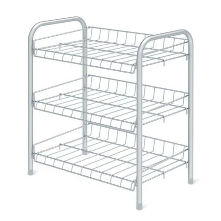 Полка для обуви 3 секции 460*280*520мм металл серая матовая ЭТ4 (1)