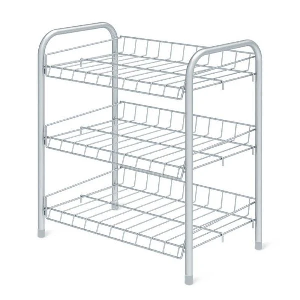 Полка для обуви 3 секции 460*280*520мм металл серая матовая ЭТ4 (1)