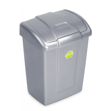 Контейнер для мусора 12л 278*224*374мм пластик ФОРТЕ серебристый с подвижной крышкой С341СРБ (10)