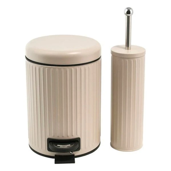 Набор для ванной комнаты 2пр (ведро с педалью 5л+ершик) металл/пластик беж ZYB092/JC-18256 (8)