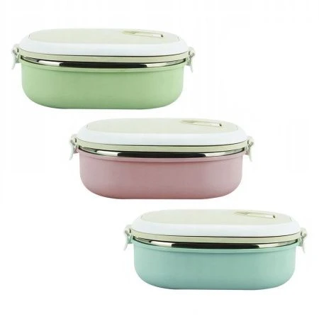 Ланч-бокс 700мл 20*14,5*7,5см нерж.сталь/пластик микс арт.2124 (6/24)