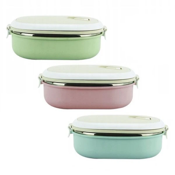 Ланч-бокс 700мл 20*14,5*7,5см нерж.сталь/пластик микс арт.2124 (6/24)