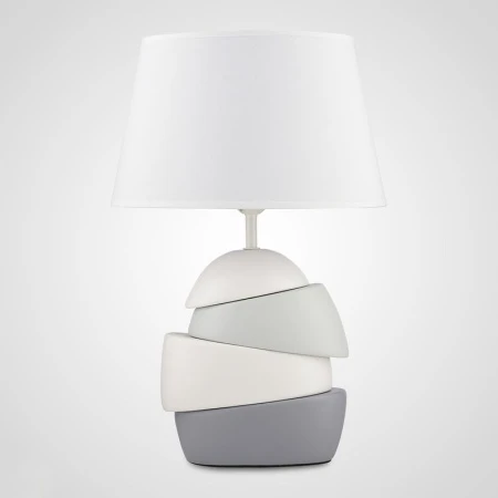 Лампа настольная с абажуром керамика/полиэстер 47,5*31,5*20см бел/серая JM1639-1L (1/4)